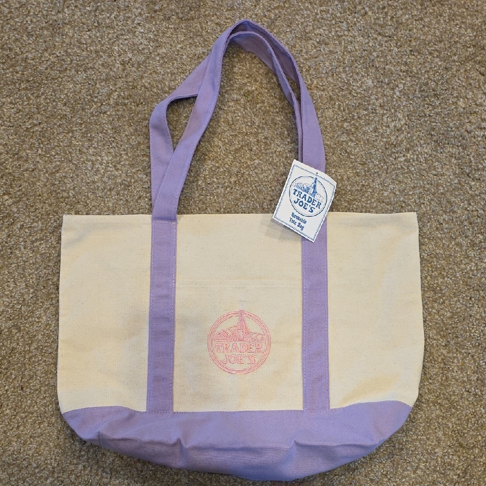 Trader Joe's Purple Canvas Tote Bag